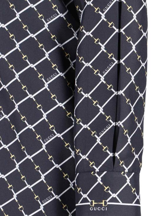 26SS 구찌 프린트 실크 트윌 드레스 853056 ZAUM1 1173 Black - GUCCI