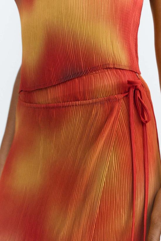  띵킹 뮤 롱 스커트 씽킹 무 플라워즈 플리츠 폴린 스커트 멀티컬러 - THINKING MU