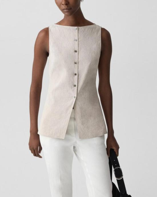  띠어리 블라우스 Theory Boatneck Cutaway Top Cognac Multi