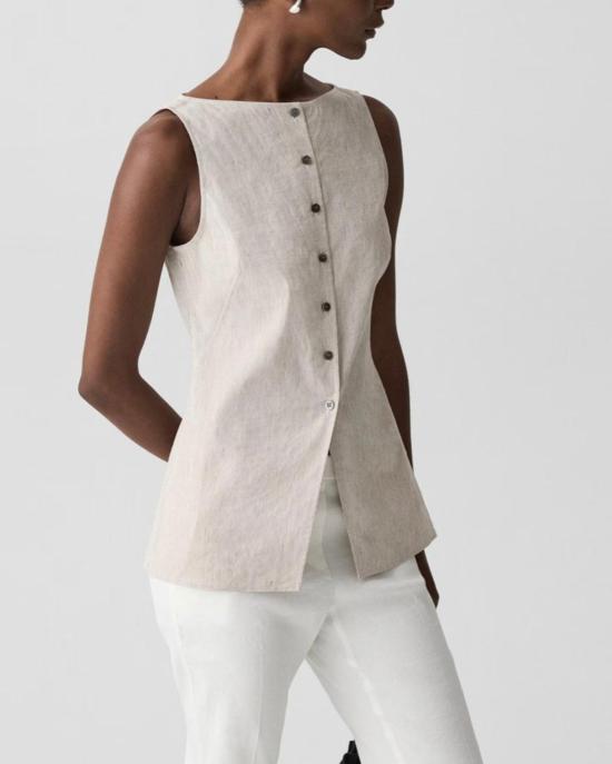  띠어리 블라우스 Theory Boatneck Cutaway Top Cognac Multi - THEORY