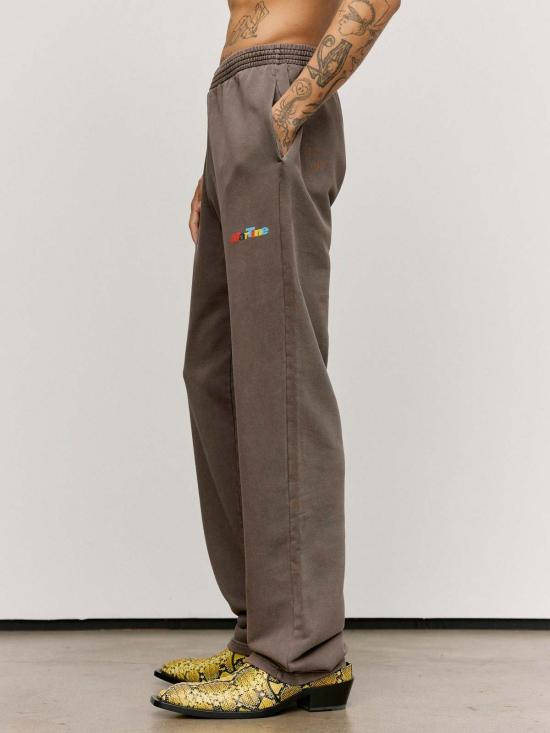  마틴로즈 트레이닝/조거 팬츠 마틴 로즈 워시드 브라운 코튼 스트레이트 레그 스웨트팬츠 - MARTINE ROSE