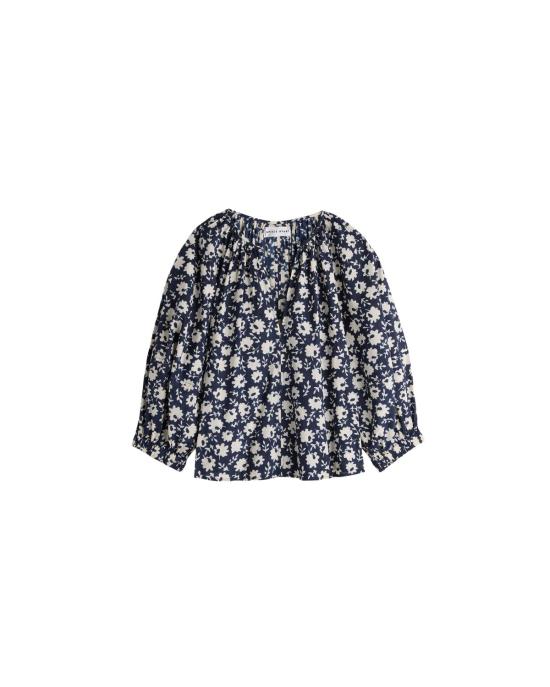  어피스 어파트 블라우스 Apiece Apart Nele Lantern Sleeve Top Navy Floral Stamp