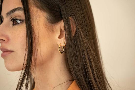  Milk & Rose 이어링 밀크 & 로즈 플루이드 육각형 후프 싱글 - OTHER BRANDS