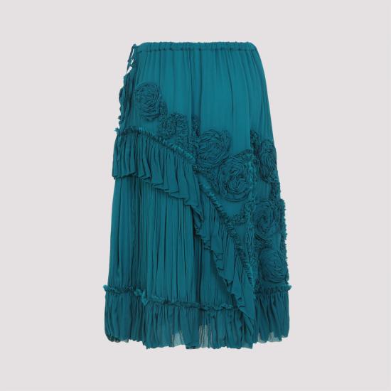 26SS 드리스 반 노튼 미디 스커트 2610108263376 508 PETROL - DRIES VAN NOTEN