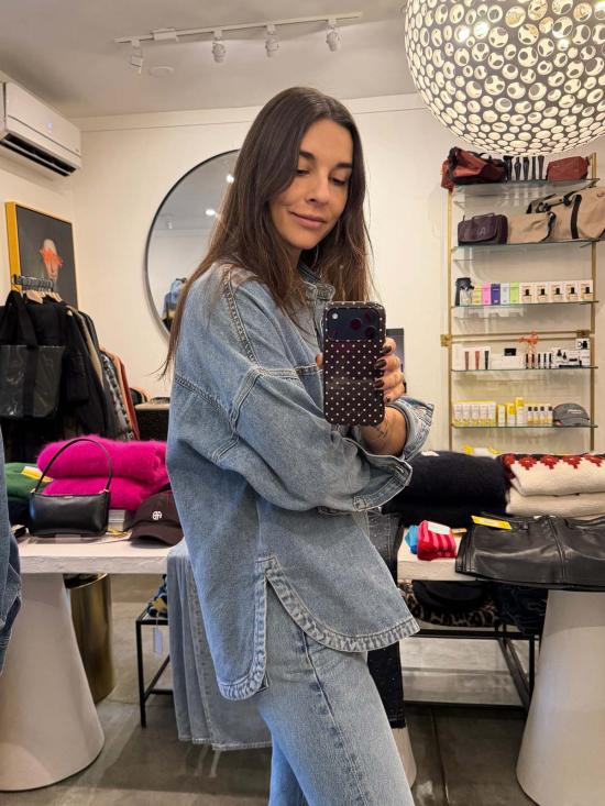  WAVEKELLY PRIVATE LABEL 데님 자켓 웨이브켈리 자체 브랜드 워시드 스냅 버튼 데님 셔츠 - OTHER BRANDS