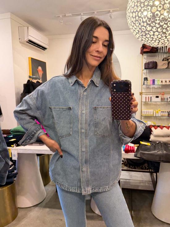  WAVEKELLY PRIVATE LABEL 데님 자켓 웨이브켈리 자체 브랜드 워시드 스냅 버튼 데님 셔츠