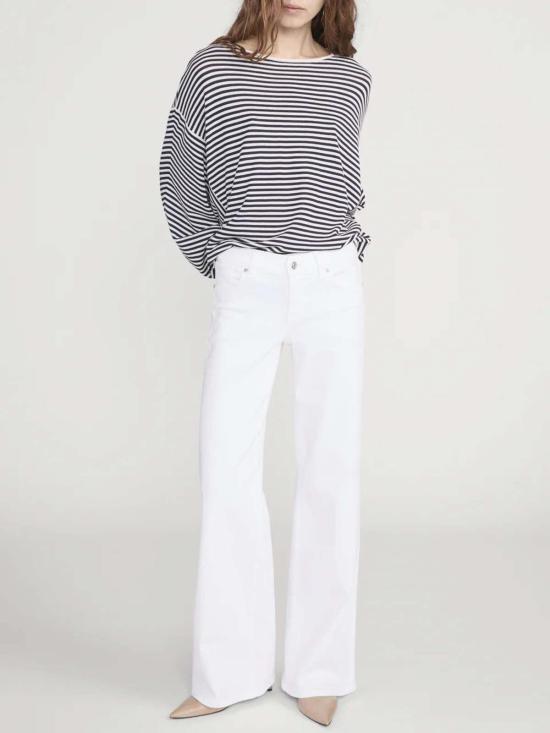  프레임 데님 팬츠 로우 라이즈 르 슬림 팔라초 진 화이트