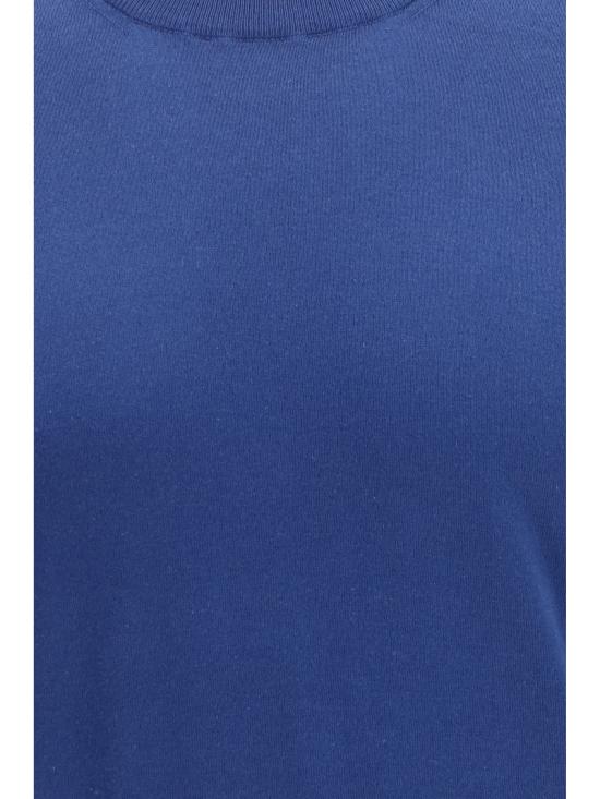26SS 브루넬로 쿠치넬리 콘트라스트 디테일 코튼 니트 티셔츠 M29805200 COZ76 BLUE - BRUNELLO CUCINELLI