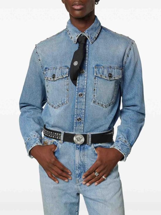 26SS 베르사체 가죽 벨트 10038731A166401B00P Black - VERSACE