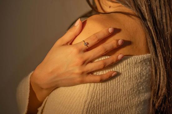  Milk & Rose 반지 밀크 & 로즈 바게트 링