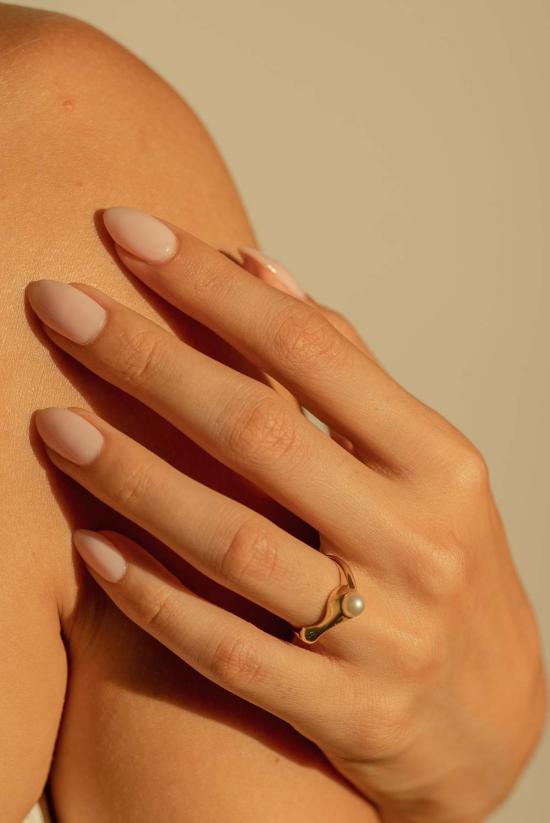  Milk & Rose 반지 밀크 & 로즈 플루이드 펄 링