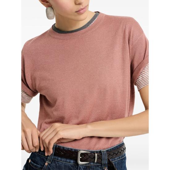 26SS 브루넬로 쿠치넬리 스파클링 캐시미어 실크 니트 티셔츠 M41810000 C9399 PINK - BRUNELLO CUCINELLI