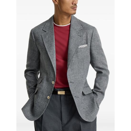 26SS 브루넬로 쿠치넬리 실크, 리넨 & 울 블렌디드 홉색 디컨스트럭티드 카발로 블레이저 MZ4037BWD C032 GREY - BRUNELLO CUCINELLI