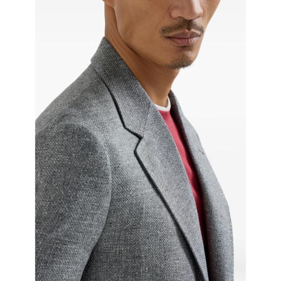 26SS 브루넬로 쿠치넬리 실크, 리넨 & 울 블렌디드 홉색 디컨스트럭티드 카발로 블레이저 MZ4037BWD C032 GREY - BRUNELLO CUCINELLI