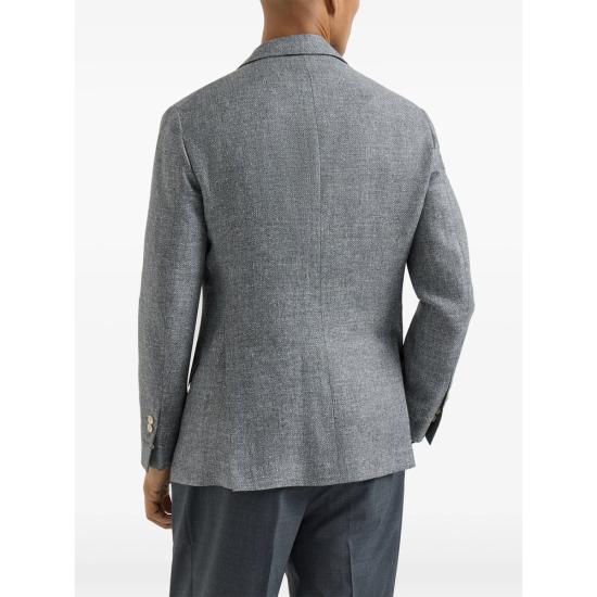 26SS 브루넬로 쿠치넬리 실크, 리넨 & 울 블렌디드 홉색 디컨스트럭티드 카발로 블레이저 MZ4037BWD C032 GREY - BRUNELLO CUCINELLI
