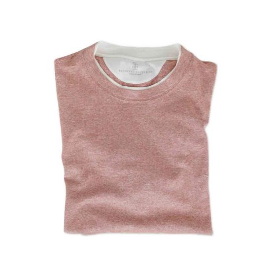 26SS 브루넬로 쿠치넬리 페이크 레이어링 티셔츠 MW8357427 CIW28 PINK - BRUNELLO CUCINELLI