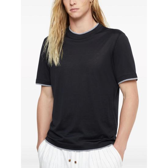 26SS 브루넬로 쿠치넬리 페이크 레이어링 티셔츠 MD8217427 CCB75 BLACK - BRUNELLO CUCINELLI