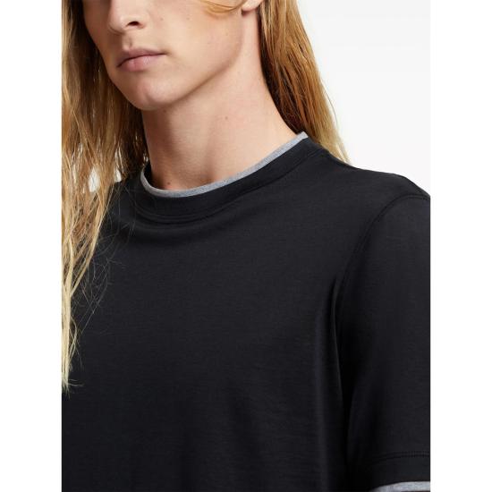 26SS 브루넬로 쿠치넬리 페이크 레이어링 티셔츠 MD8217427 CCB75 BLACK - BRUNELLO CUCINELLI