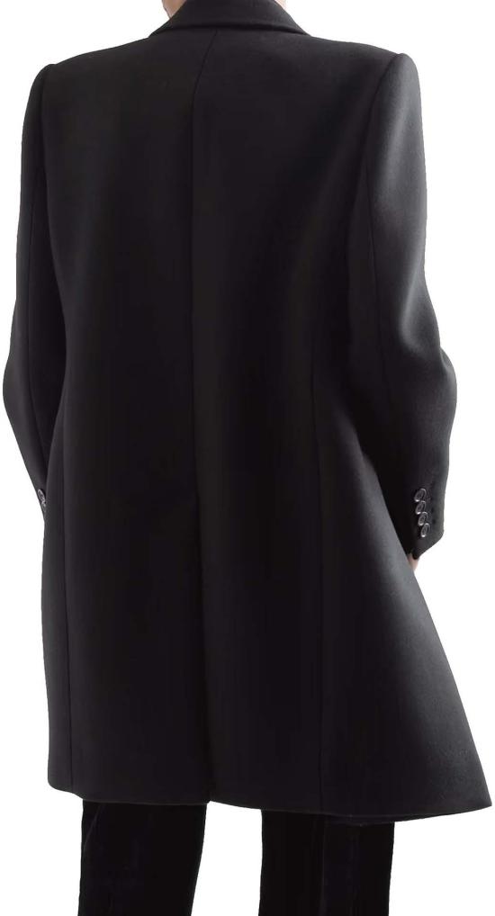  생로랑 더블 브레스티드 울 코트 758054Y177W1000 BLACK - SAINT LAURENT