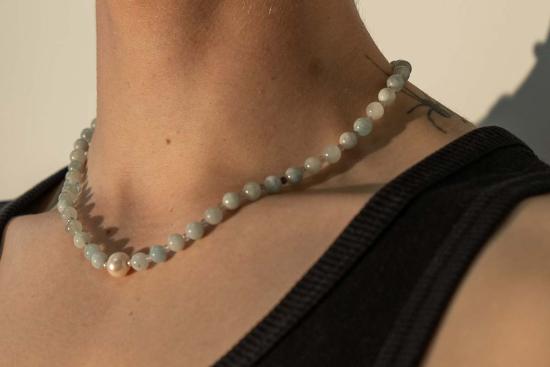  Milk & Rose 네크리스 밀크 & 로즈 아쿠아마린 진주 목걸이 - OTHER BRANDS