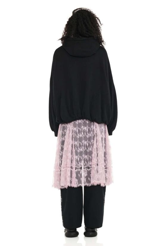  콜리나 스트라다 스웨터 개더드 후디 블랙 플라워 드림 - COLLINA STRADA