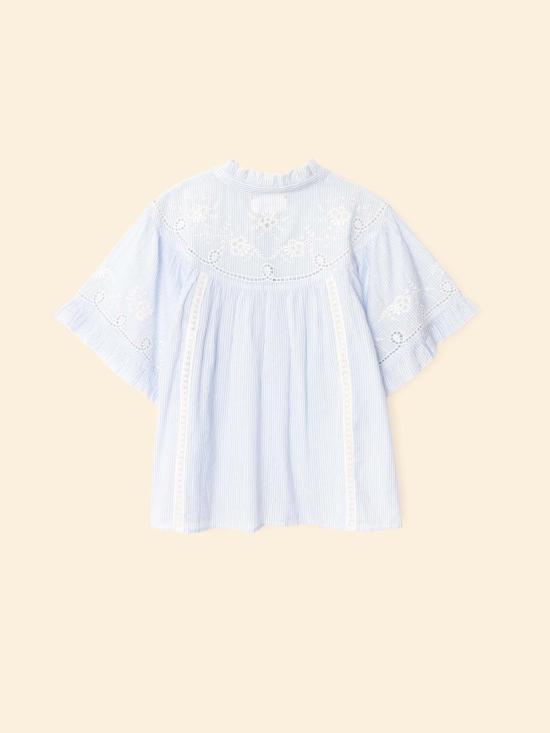  시레나 셔츠 메이 셔츠 블루/화이트 스트라이프 - XIRENA