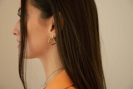  Milk & Rose 이어링 밀크 & 로즈 플루이드 육각형 후프 싱글 - OTHER BRANDS