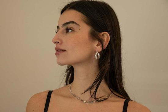  Milk & Rose 이어링 밀크 & 로즈 크루아상 후프