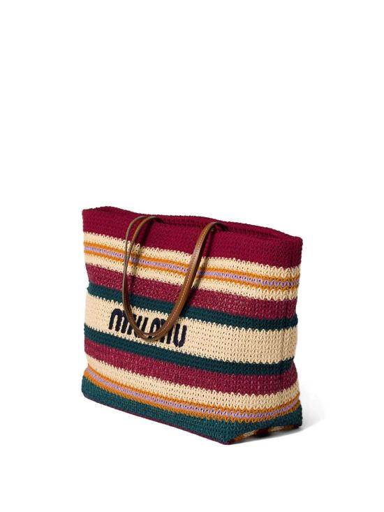 26SS 미우미우 라피아 우븐 토트백 5BG228 2DO3 F05DN BORDEAUX OTTANIO - MIU MIU