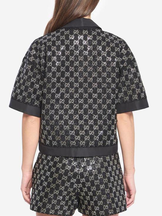 26SS 구찌 울 트위드 라메 탑 846682 ZARWY1000 Black - GUCCI