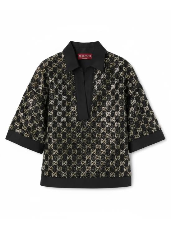 26SS 구찌 울 트위드 라메 탑 846682 ZARWY1000 Black