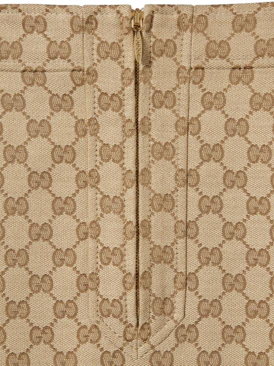 26SS 구찌 GG 코튼 캔버스 패브릭 미디 스커트 864256 ZAUSC2061 Beige - GUCCI