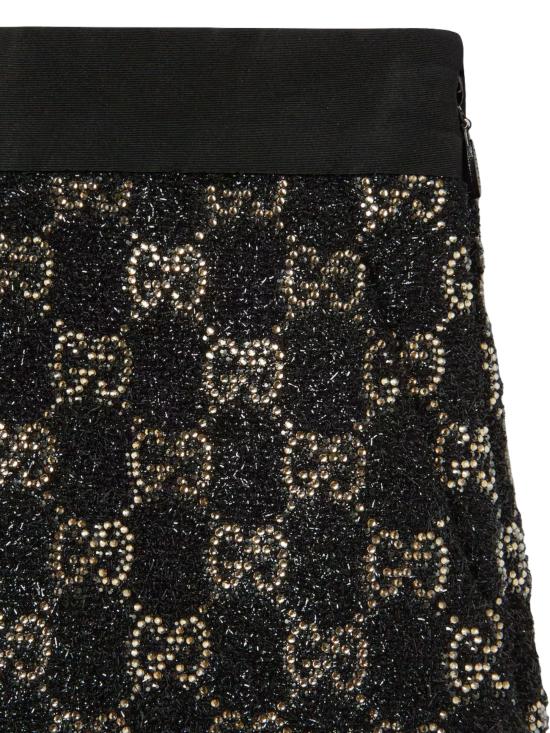 26SS 구찌 자수 울 트위드 라메 쇼츠 853382 ZARWY1000 Black - GUCCI