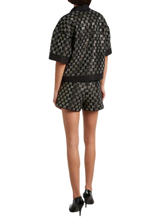 26SS 구찌 자수 울 트위드 라메 쇼츠 853382 ZARWY1000 Black - GUCCI