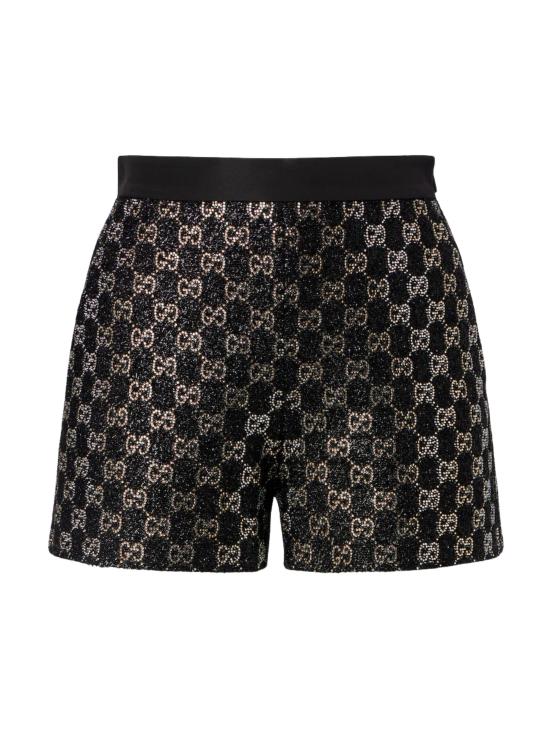 26SS 구찌 자수 울 트위드 라메 쇼츠 853382 ZARWY1000 Black