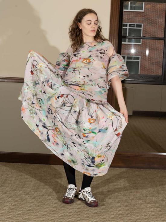  줄리아 호이어 롱 스커트 Julia Heuer Kenza 핸드플리츠  Frances Print - JULIA HEUER