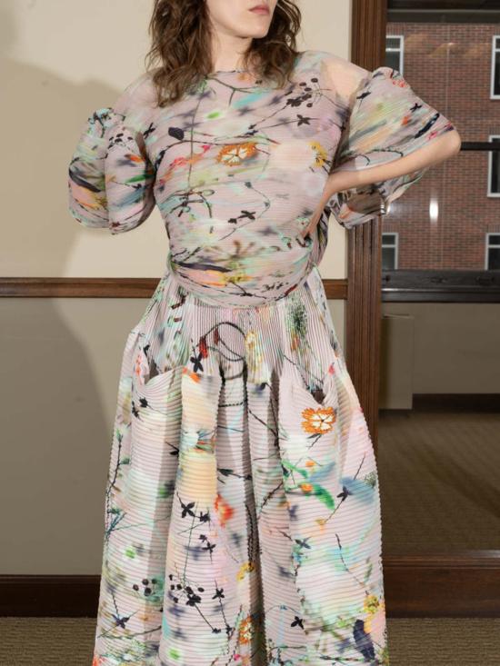  줄리아 호이어 롱 스커트 Julia Heuer Kenza 핸드플리츠  Frances Print - JULIA HEUER