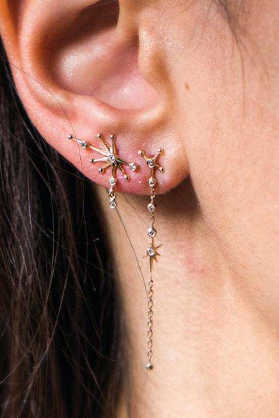  Celine Daoust 이어링 셀린느 다우스트 다이아몬드 별자리 귀걸이, 연한 노란색 금색 - OTHER BRANDS