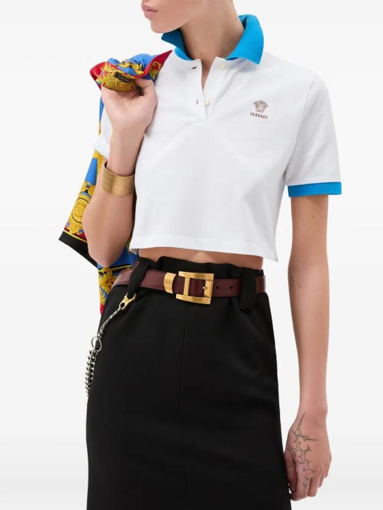 26SS 베르사체 폴로 티셔츠 1024235 1A17681 2W9H0 WHITE AZUR - VERSACE