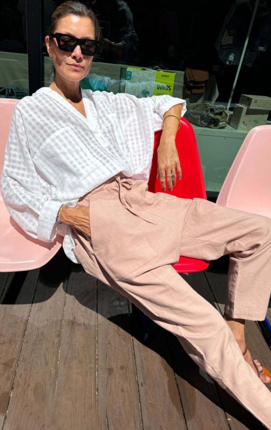  투 셔츠 카디 그리드 긴팔 셔츠 - TWO