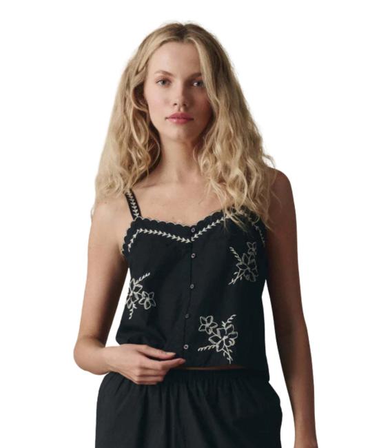  더 그레이트 민소매 티셔츠 . 행키 자수가 있는 위켄드 탱크탑