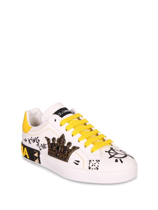 26SS 돌체앤가바나 포르토피노 카프스킨 스니커즈 CS1759 A0219 8W920 White - DOLCE & GABBANA