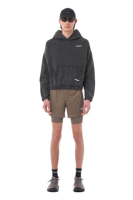 26SS 새티스파이 후드 티셔츠 11046 00A02 Aged black sab - SATISFY