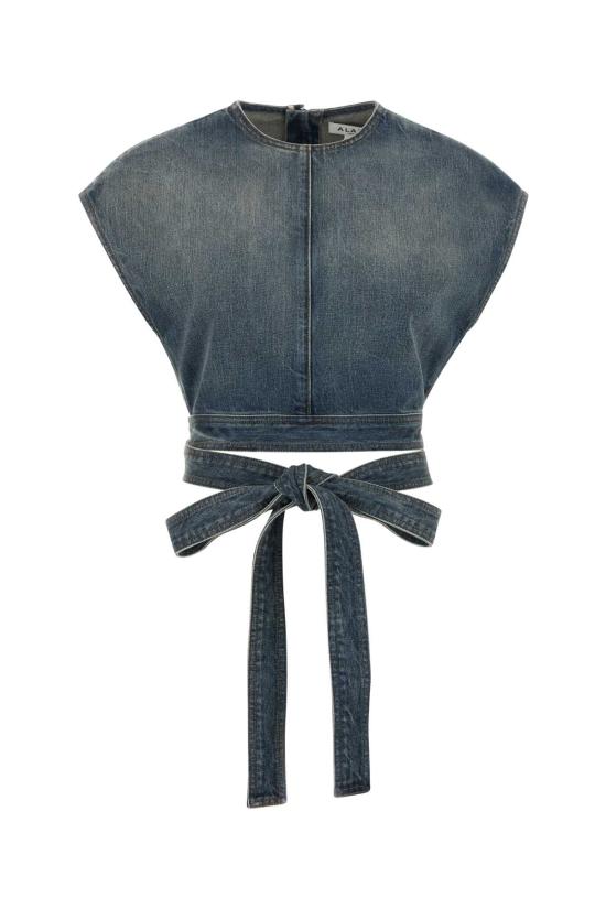 26SS 알라이아 민소매 티셔츠 AA9H1482D026C A56 FADEDBLUE