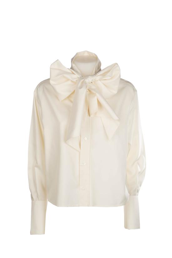 26SS 셀린느 크롭 라발리에르 셔츠 RC0950H25 01RD CRAIE