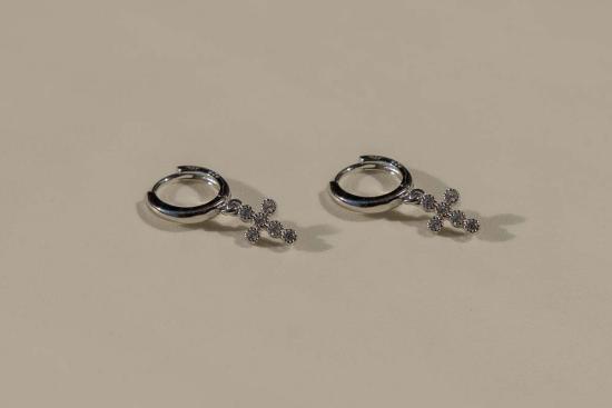  마이 스토어 이어링 쁘띠 크로스 후프 싱글 - MY STORE