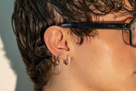  마이 스토어 이어링 쁘띠 크로스 후프 싱글 - MY STORE