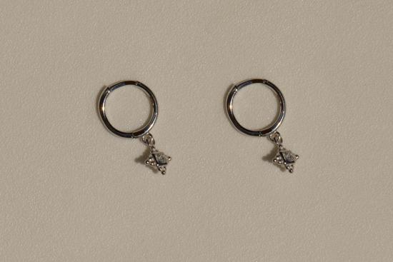  마이 스토어 이어링 쁘띠 다이아몬드 후프 싱글 - MY STORE