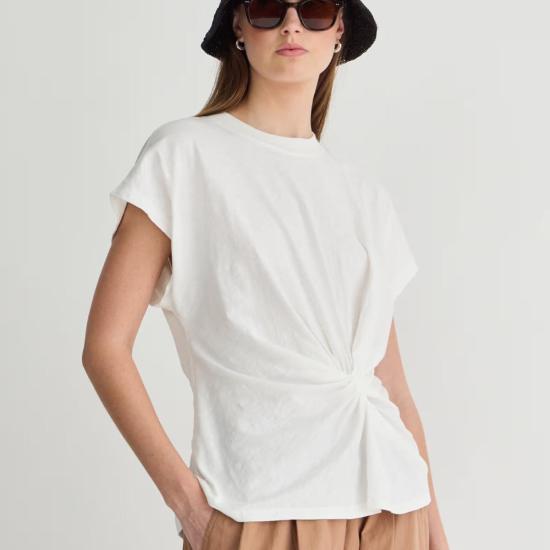  어피스 어파트 반팔 티셔츠 Apiece Apart Volta Twist Top Black - APIECE APART