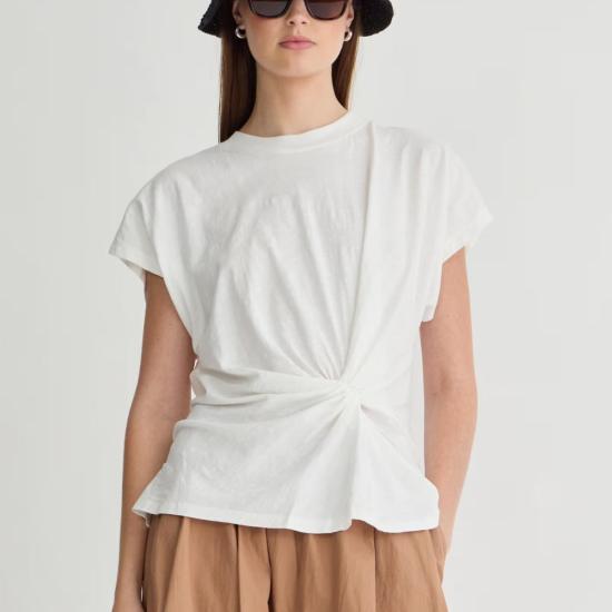  어피스 어파트 반팔 티셔츠 Apiece Apart Volta Twist Top Black - APIECE APART